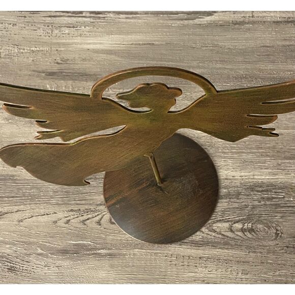 Rustic Metal Angel Tabletop Décor 11x13 Primitive Christmas Holiday Figure - Picture 3 of 4